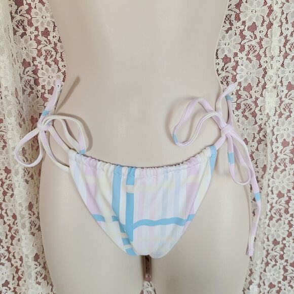 Nwt shein pastel plaid brief tie bottom bikiniSize medium - Picture 2 of 9